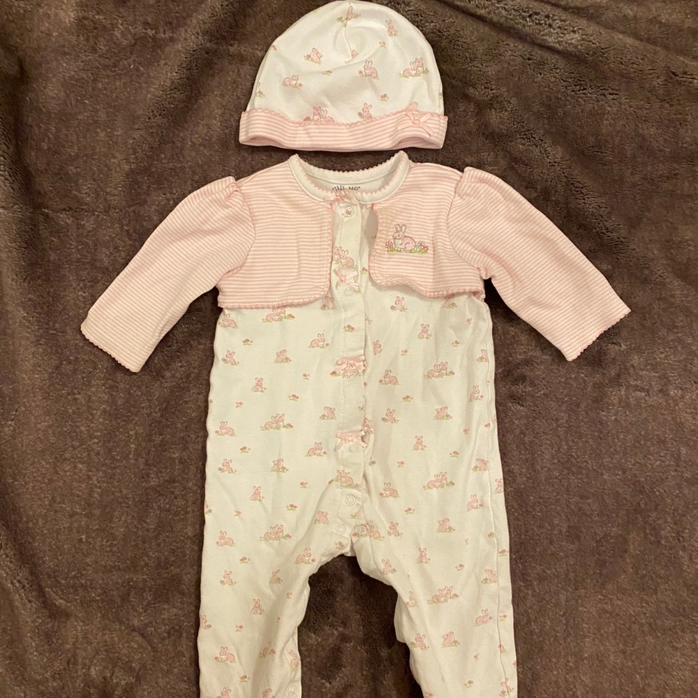 Little Me Bunny Footie & Hat Set, 9M